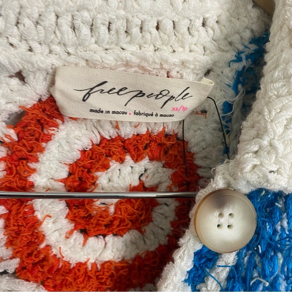 Free People Terry‎ Towel Cardi Calypso Cardigan Sweater Floral Artsy XS